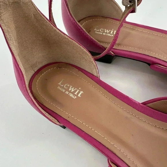 Lewit Alesia womens flats size 39 pink fuchsia Italian leather pointy toe dorsay - Picture 14 of 15